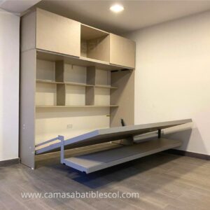 Cama Plegable Horizontal con Escritorio y Almacenamiento Superior Colombia